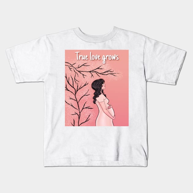 True love grows Kids T-Shirt by Tabitha Illustrations and Graphic designs